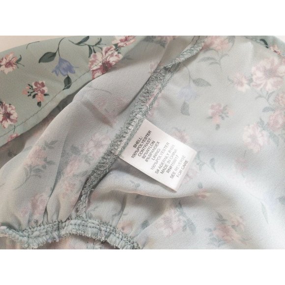 Altard State Aderny Floral Print Long Sleeve Mini Dress With Ruffle Hem & Open B - Picture 12 of 12